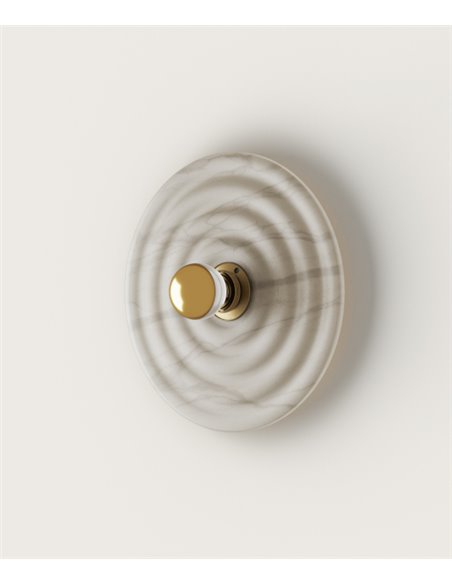 Aplique de pared Wave – Aromas – Lámpara de pared de alabastro, Blanco, 30 cm
