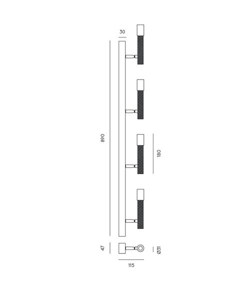 Regleta de techo Ycro – Aromas – Foco de techo proyector, 4 luces LED 3000K, Regulable Dali/Push