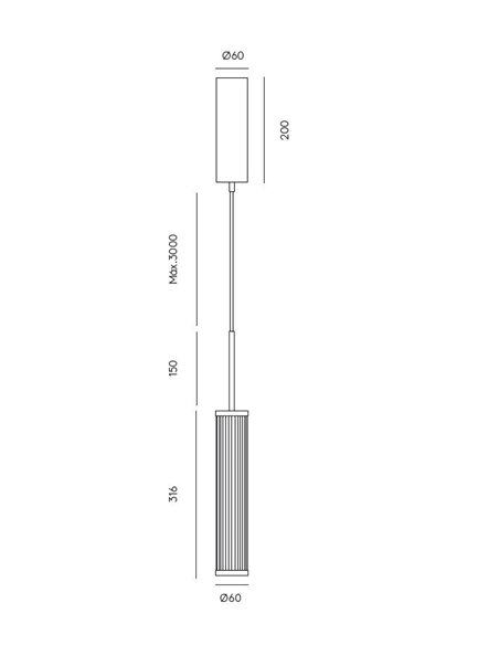 Lámpara colgante Ison – Aromas – Lámpara de techo tipo tubo, LED 3000K, regulable Triac