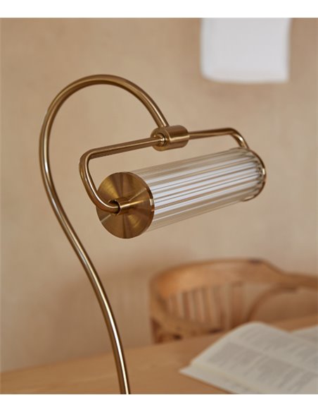Lámpara de mesa Ison – Aromas – Lámpara clásica de vidrio estriado, LED 27leRegulable