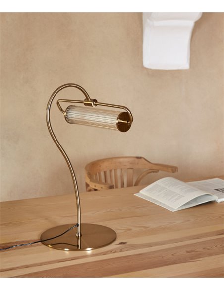 Lámpara de mesa Ison – Aromas – Lámpara clásica de vidrio estriado, LED 27leRegulable