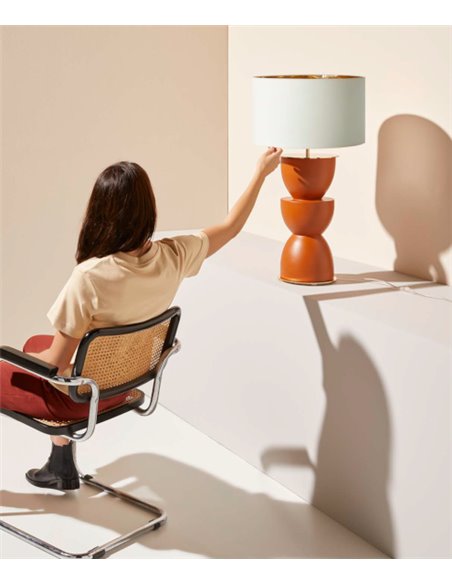 Lámpara de mesa Metric – Aromas – Lámpara decorativa de cerámica amarilla, Pantalla incluida