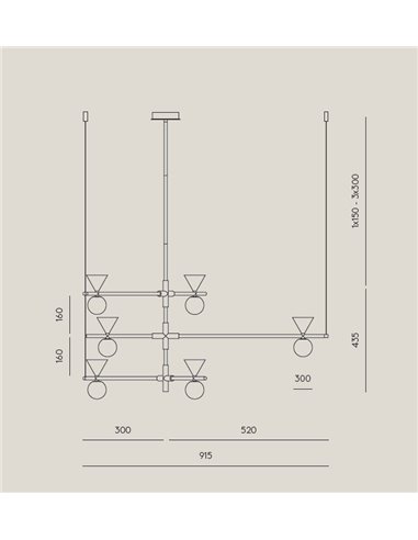 Lámpara colgante Oneta – Aromas – Lámpara de techo decorativa, 6 luces, Oro  envejecido, tipo bola, LED 2700K