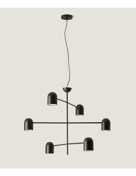 Lámpara colgante Pipe – Aromas – Lámpara de techo negra, 6 luces LED 3000K, Pantallas orientables