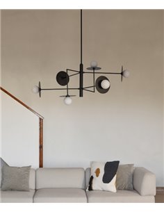 Lámpara colgante Miro – Aromas – Lámpara de techo de cerámica negra/gris, LED 3000K, 6 luces