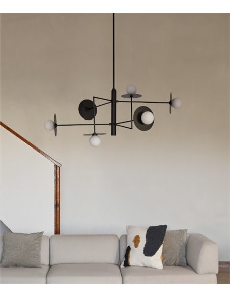 Lámpara colgante Miro – Aromas – Lámpara de techo de cerámica negra/gris, LED 3000K, 6 luces