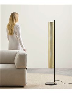 Lámpara de pie Fito – Aromas – Lámpara de salón dorada, Mármol, LED 3000K, 140 cm