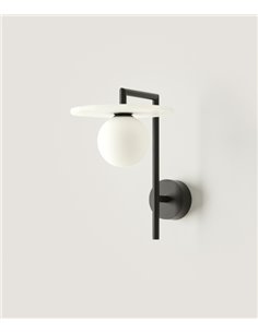Aplique de pared Miro – Aromas – Lámpara de pared de alabastro, Lámpara negra+blanco, LED 2700K 2