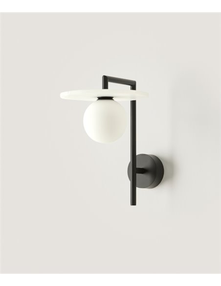 Aplique de pared Miro – Aromas – Lámpara de pared de alabastro, Lámpara negra+blanco, LED 2700K
