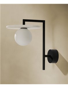 Aplique de pared Miro – Aromas – Lámpara de pared de alabastro, Lámpara negra+blanco, LED 2700K