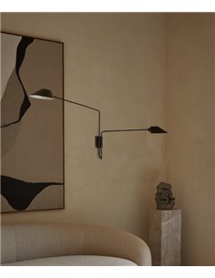 Aplique de pared Duo – Aromas – Lámpara de pared de lectura, 2 brazos orientables, Negra