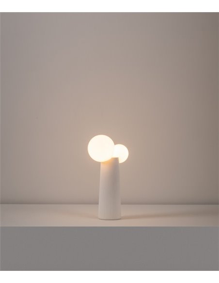 Lámpara de mesa Land - Milán - Lámpara de cerámica, tipo bola, Acabados visón/gris marengo/terra