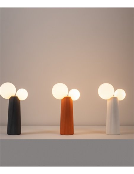 Lámpara de mesa Land - Milán - Lámpara de cerámica, tipo bola, Acabados visón/gris marengo/terra