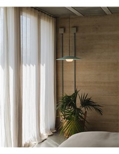 Lámpara colgante Artic - Milán - Pantalla cinta verde turquesa y crema