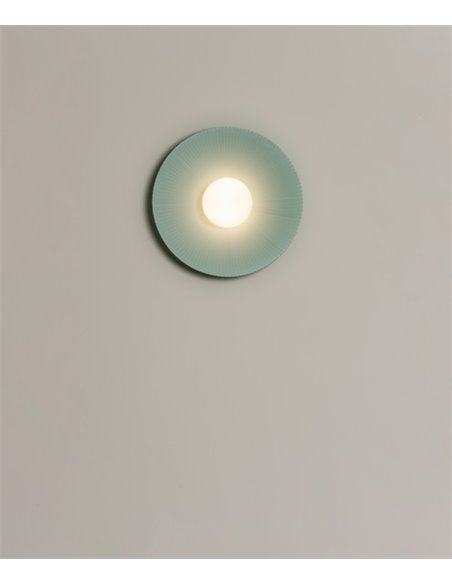 Aplique de pared Artic Circle - Milán - Pantalla cinta verde turquesa y crema, Ø 35/45/55 cm