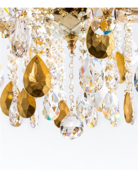 Lámpara araña M.ª Teresa – Copenlamp – Colgante de techo dorado, Pantallas pan de oro