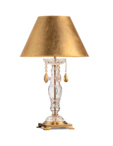 Lámpara de mesa M.ª Teresa – Copenlamp – Lámpara dorada, Cristal Asfour+Murano