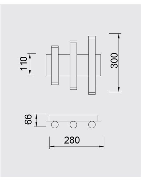 Aplique de pared Cala – Mantra – Lámpara minimalista, 3 luces LED 3000K