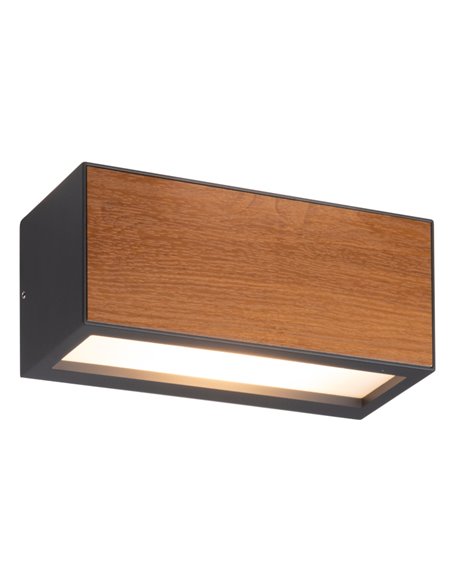 Aplique de pared Beret – Mantra – Lámpara de exterior madera+gris oscuro, 16 cm