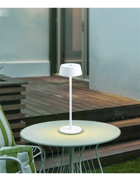 Lámpara portátil K4- Mantra – Lámpara de mesa exterior LED 3000K, Regulable táctil, Blanco/Negro/Corten