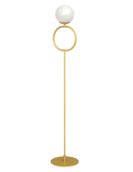 Lámpara de pie Sphere – Pujol – Lámpara tipo bola negra o dorada, Pantalla inclinable