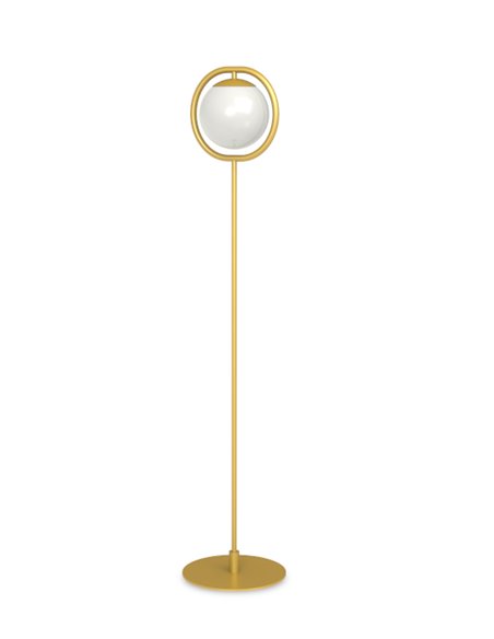 Lámpara de pie Sphere – Pujol – Lámpara tipo bola negra o dorada, Pantalla inclinable
