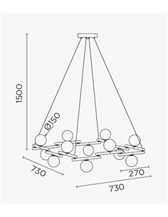 Lámpara colgante Zen – Pujol – Lámpara cuadrada negra tipo bola, 8+12 luces 2