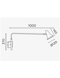 Aplique de pared Duo 1 – Pujol – Lámpara de pared de lectura orientable, Negro+Blanco
