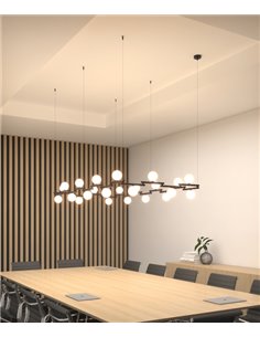 Lámpara colgante Zen – Pujol – Lámpara de techo tipo bola, Acabado negro, 10+24 luces