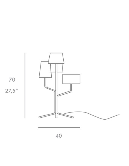 Lámpara de mesa Tria – Foc – Lámpara moderna, Lacado azul niebla