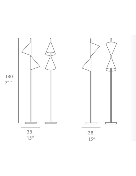 Lámpara de pie Cone – Foc – Lámpara con pantalla movible, Alto: 180 cm