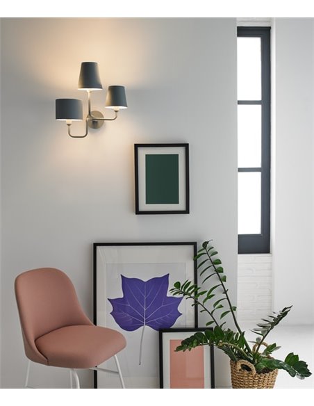 Aplique de pared Tria – Foc – Lámpara decorativa, Metal azul pizarra