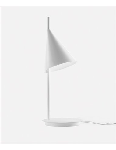 Lámpara de escritorio Cone – Foc – Lámpara de mesa moderna en blanca, 68 cm