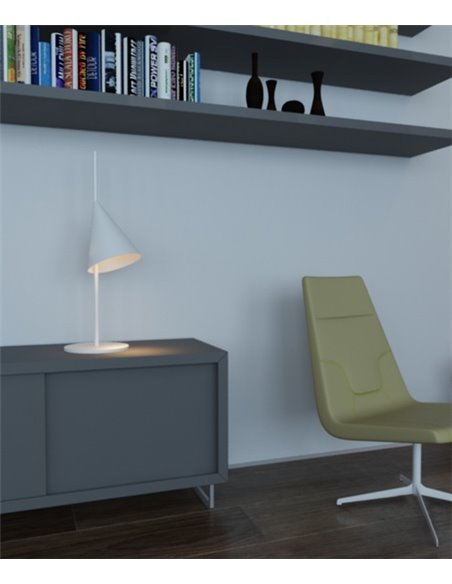 Lámpara de escritorio Cone – Foc – Lámpara de mesa moderna en blanca, 68 cm