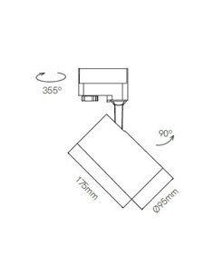 Foco de carril trifásico Zoom – Beneito & Faure – Ajustable 15º-55º, Temperatura color regulable: 2700K/3200K/4000K