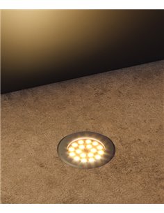 Empotrable de suelo Sigma – Beneito & Faure – Lámpara de exterior LED 3000K IP65, Acero inoxidable, Medidas: Ø 10 cm, Ø 21 cm