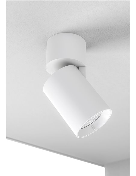 Lámpara proyector de techo Nox – Beneito & Faure – Foco cilíndrico, Lámpara LED orientable 355º-90º, Temperatura regulable 2.700