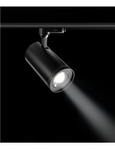 Foco de carril trifásico Zoom – Beneito & Faure – Ajustable 15º-55º, Temperatura color regulable: 2700K/3200K/4000K