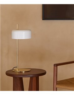 Lámpara de mesa Lalu - Aromas - Metal oro brillo+tulipa branco brillo, E27, estilo vintage