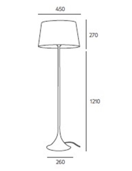 Lámpara de pie Sixtie – Massmi – Lámpara elegante con pantalla de algodón translúcido, Altura: 121 cm