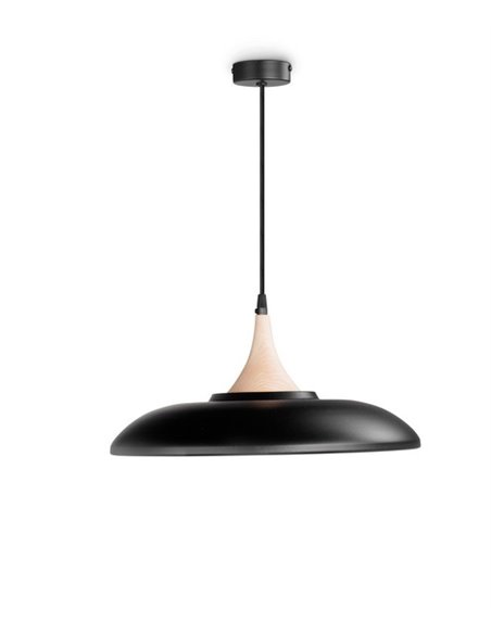 Lámpara colgante Poppol – Massmi – Lámpara vintage, Soporte madera haya, Diámetro: 42 cm