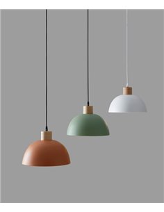 Lámpara colgante Poppol – Massmi – Estructura hierro pintado+detalle madera haya, Cable 1 metro