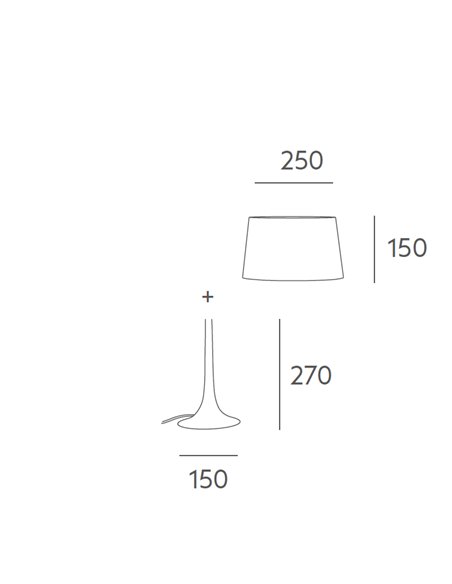Lámpara de mesa Simplicity – Massmi – Pantalla cónica de algodón translúcido, Altura: 42 cm