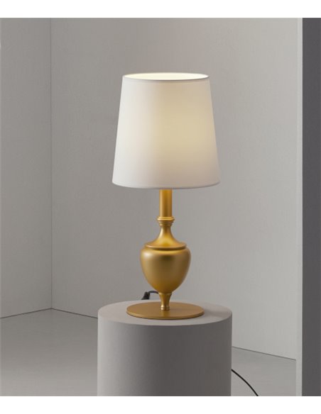 Lámpara de mesa Borroco – Massmi – Estructura de metal hierro pintado, Pantalla de algodón translúcido