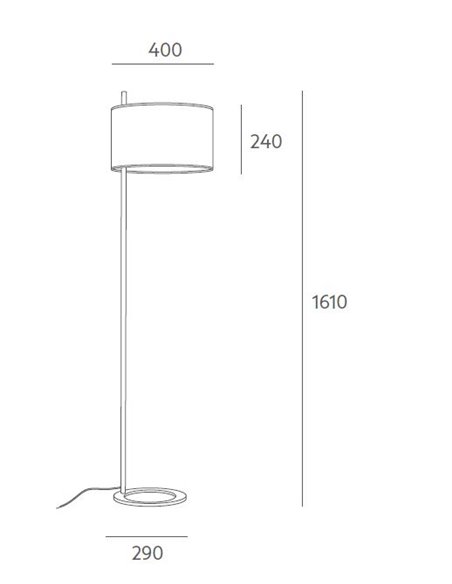 Lámpara de pie Athina – Massmi – Altura: 161 cm, Pantalla de algodón translúcido