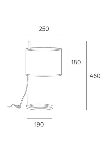 Lámpara de mesa Athina – Massmi – Pantalla de algodón translúcido, Cable transparente