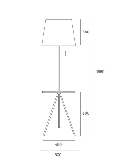 Lámpara de pie Hold – Massmi – Lámpara con mesita de madera, Altura: 168 cm