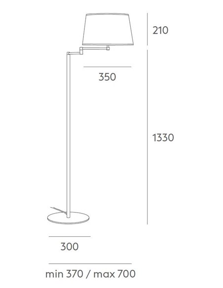 Lámpara de pie Gira – Massmi – Lámpara elegante salón, Pantalla algodón translúcido orientable, Altura: 133 cm