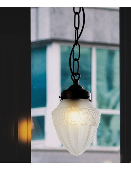 Lámpara colgante Lara – Massmi – Pantalla con cristal centrifugado a molde, Cable PVC negro