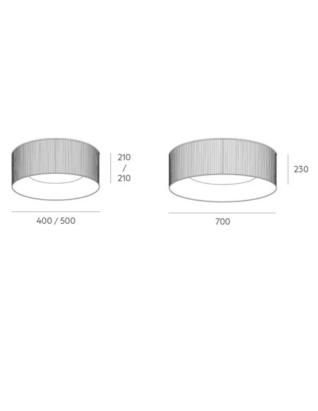 Plafón de techo In Translucent – Massmi – Lámpara redonda con pantalla plisada, Diámetro: 40/50/70 cm